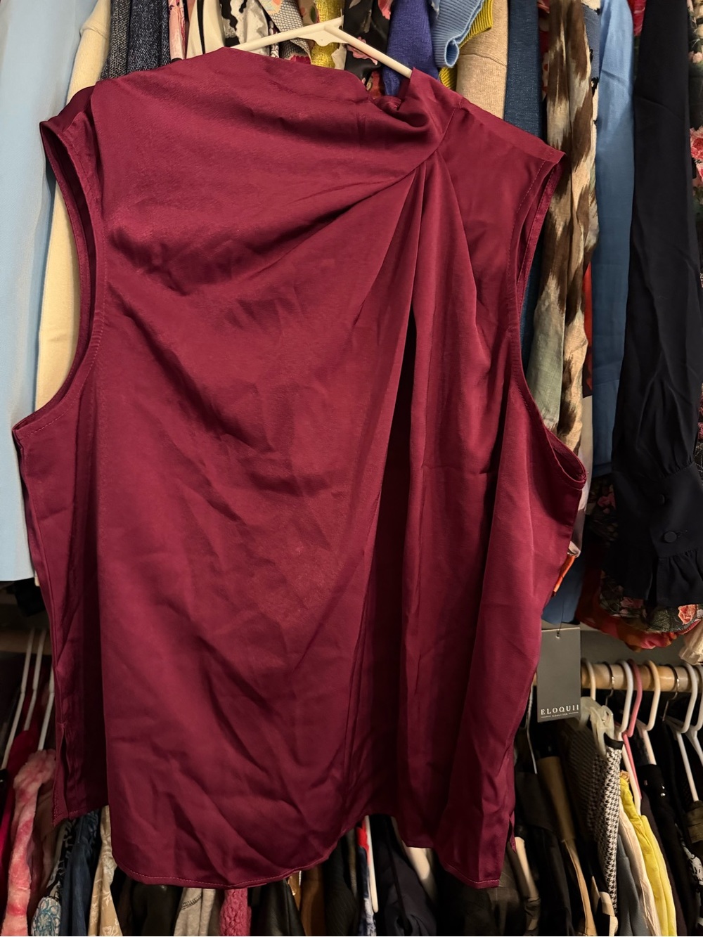 Eloquii Sleeveless Draped Shell Top in Burgundy 22 NWT